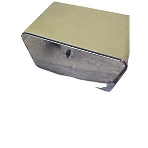 Mid-Century Yellow Enamel & Chrome Bread Box Drop-Front Door Vintage